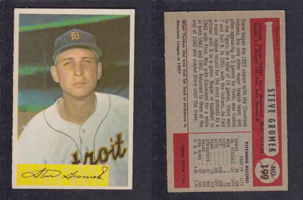 1954 BOWMAN BASEBALL CARD #199 S. GROMEK photo