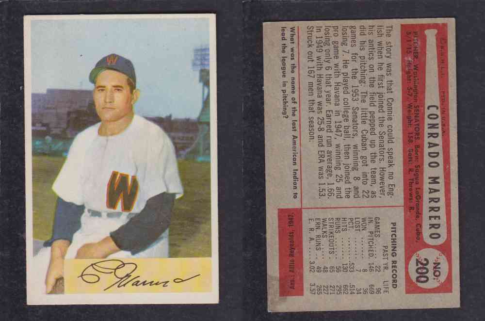 1954 BOWMAN BASEBALL CARD #200 C. MARRERO photo