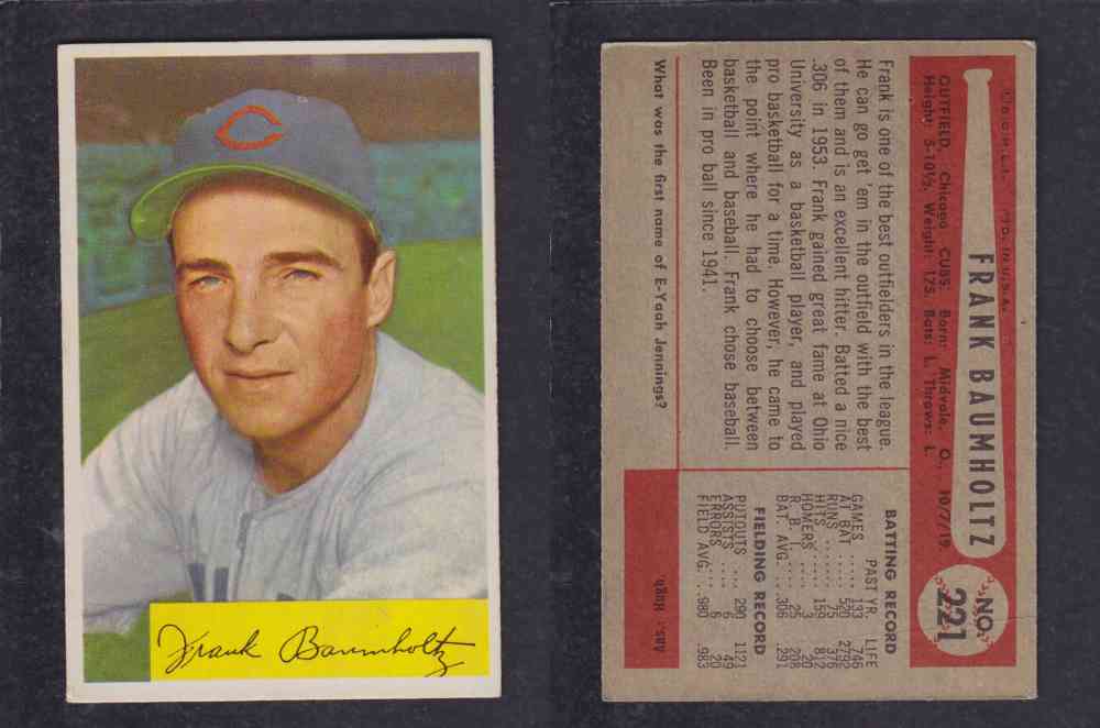 1954 BOWMAN BASEBALL CARD #221 F. BAUMHOLTZ photo