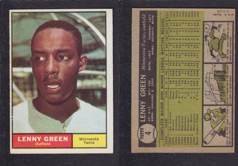 1962  TOPPS BASEBALL CARD #4  L. GREEN photo