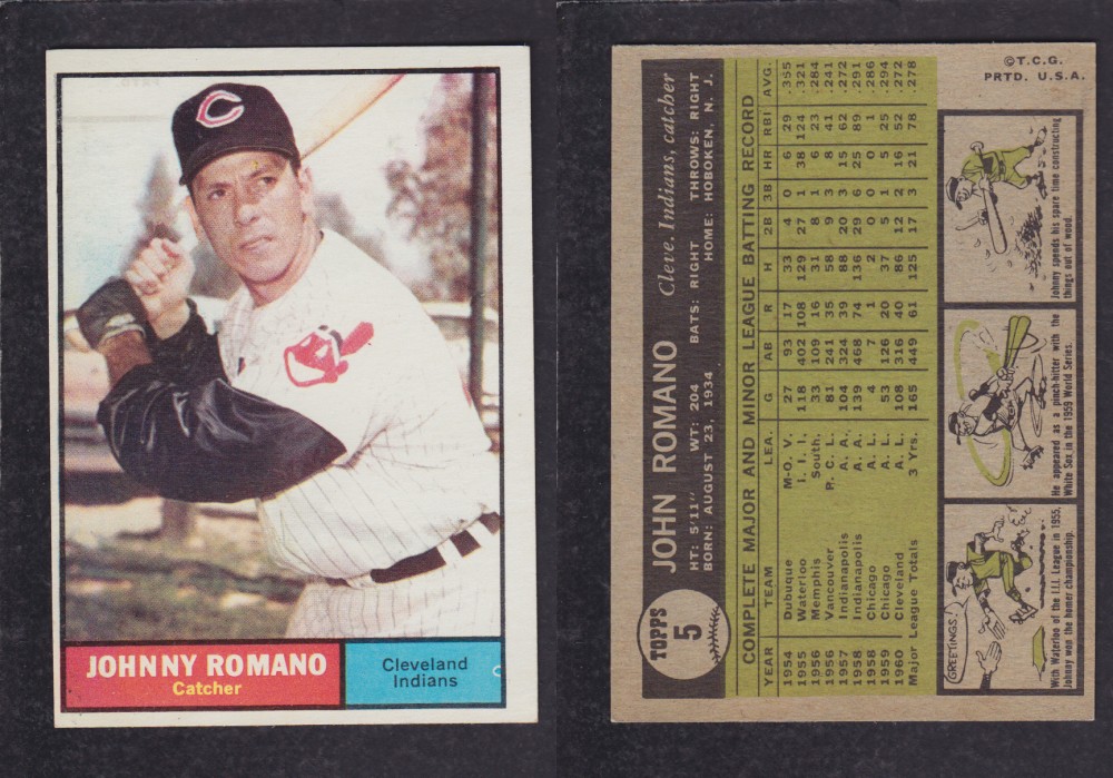 1962  TOPPS BASEBALL CARD #5  J. ROMANO photo