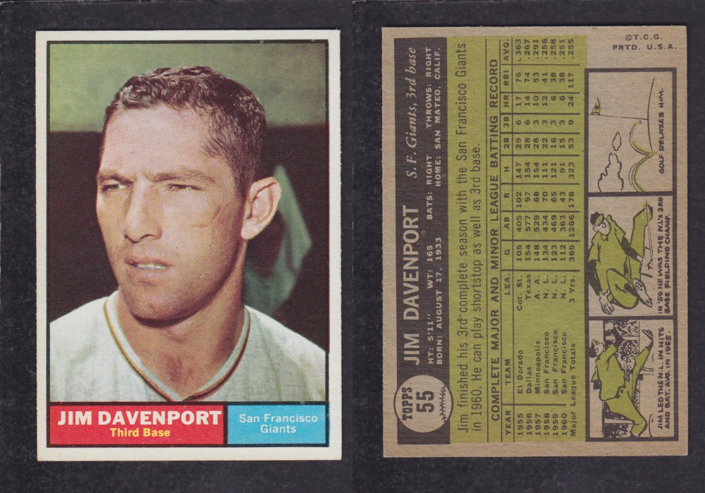1962  TOPPS BASEBALL CARD #55  J. DAVENPORT photo