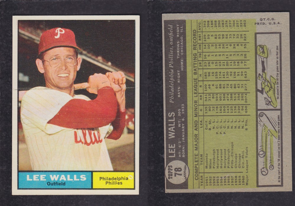 1962  TOPPS BASEBALL CARD #78  L. WALLS photo