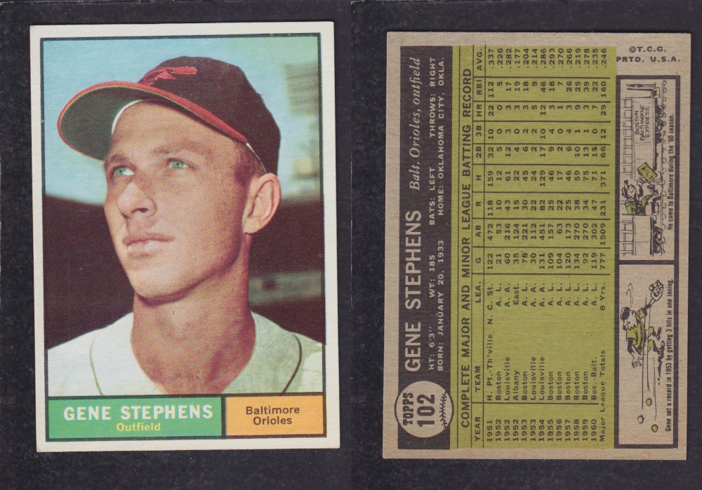 1962  TOPPS BASEBALL CARD #102  G. STEPHENS photo