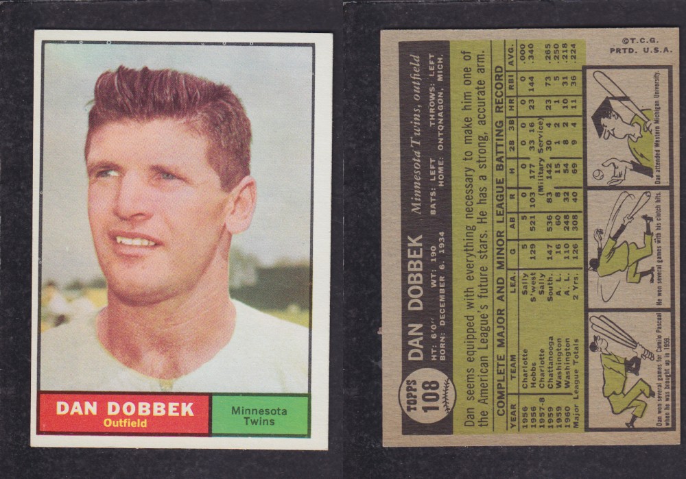 1962  TOPPS BASEBALL CARD #108  D. DOBBEK photo