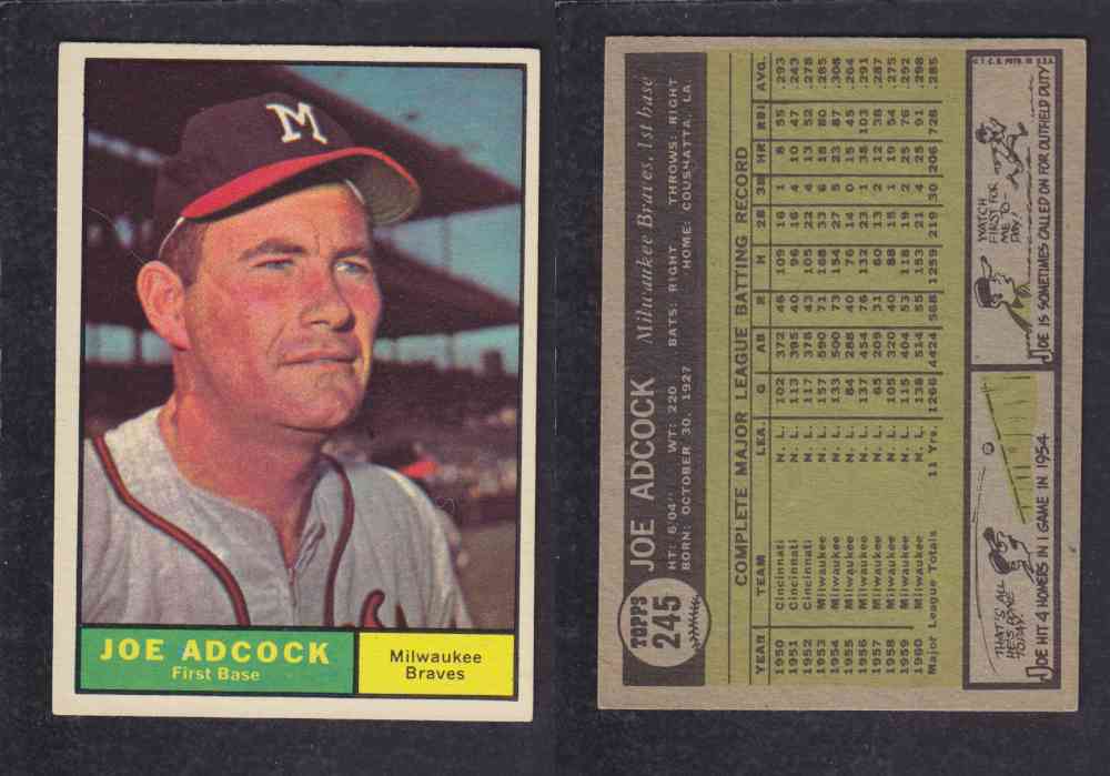 1962  TOPPS BASEBALL CARD #245  J. ADCOCK photo