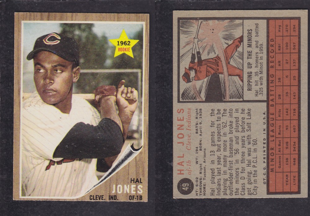 1962 TOPPS BASEBALL CARD #49  H. JONES photo