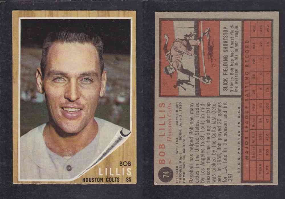 1962 TOPPS BASEBALL CARD #74  B. LILLIS photo