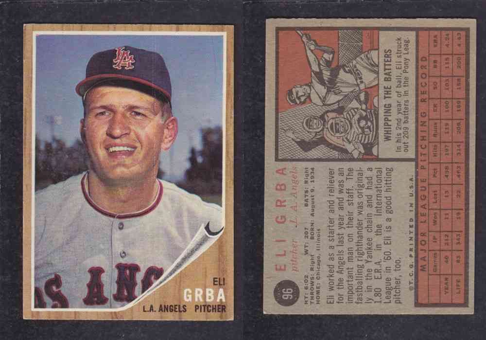 1962 TOPPS BASEBALL CARD #96  E. GRBA photo