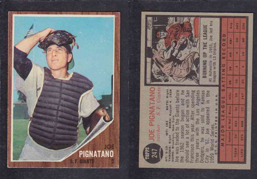 1962  TOPPS BASEBALL CARD #247  J. PIGNATANO photo