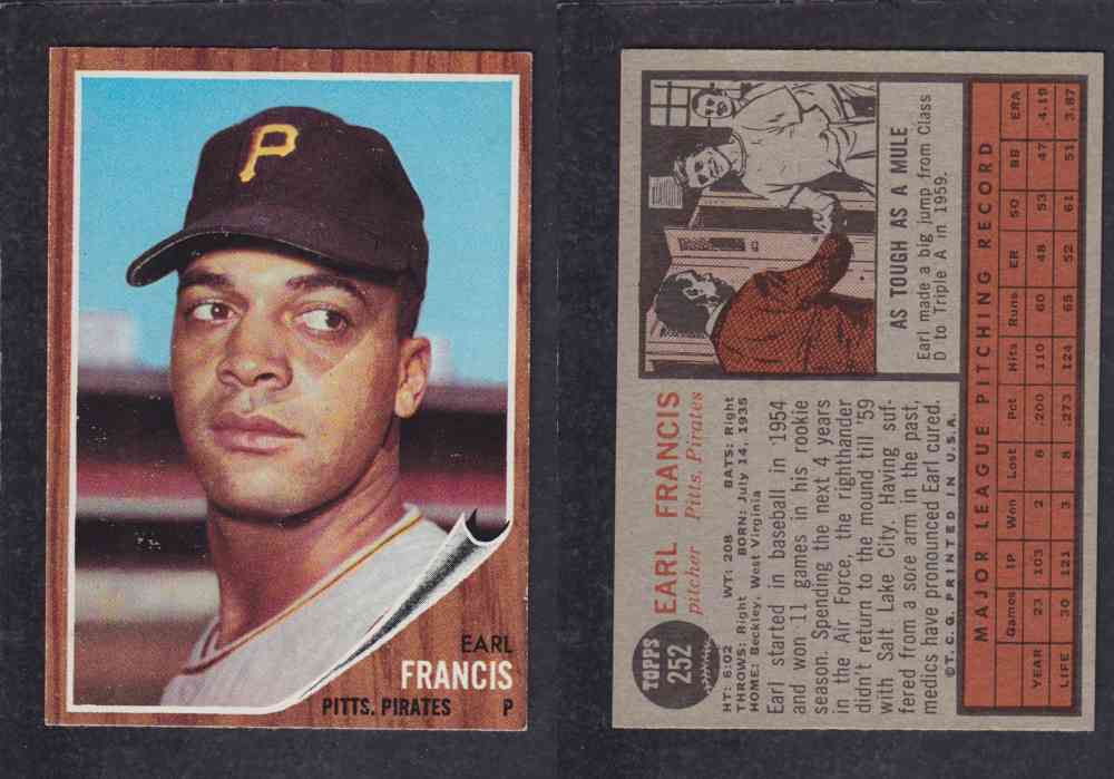 1962  TOPPS BASEBALL CARD #252  E. FRANCIS photo