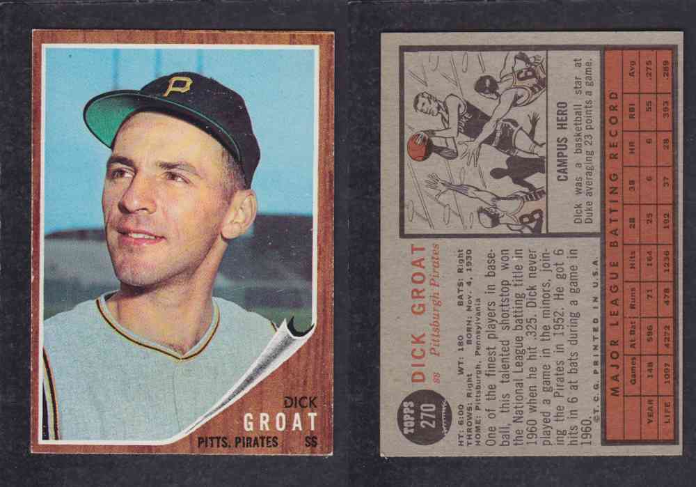 1962  TOPPS BASEBALL CARD #270  D. GROAT photo