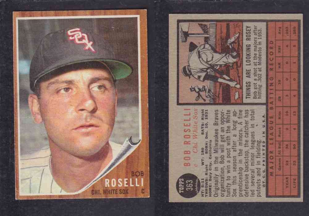 1962  TOPPS BASEBALL CARD #363  B. ROSELLI photo