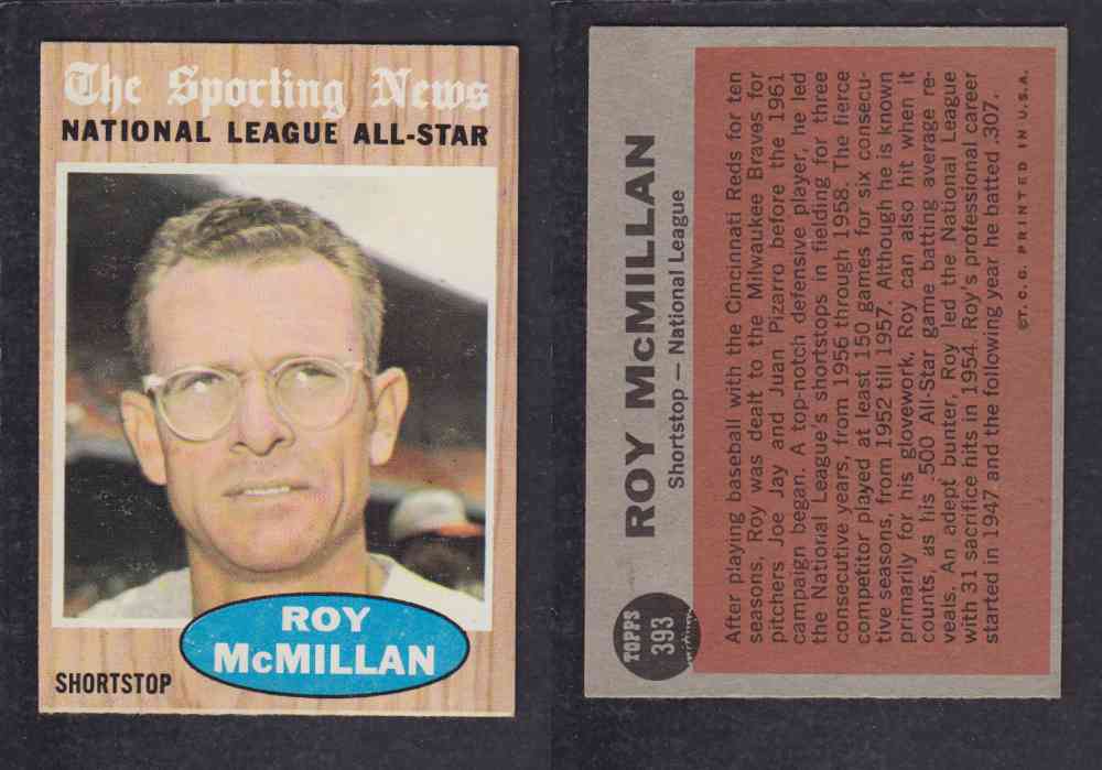 1962  TOPPS BASEBALL CARD #393  R. McMILLAN photo