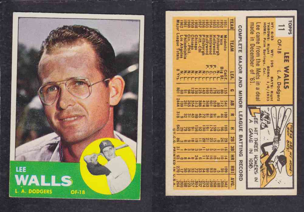 1963  TOPPS BASEBALL CARD  #11  L. WALLS photo