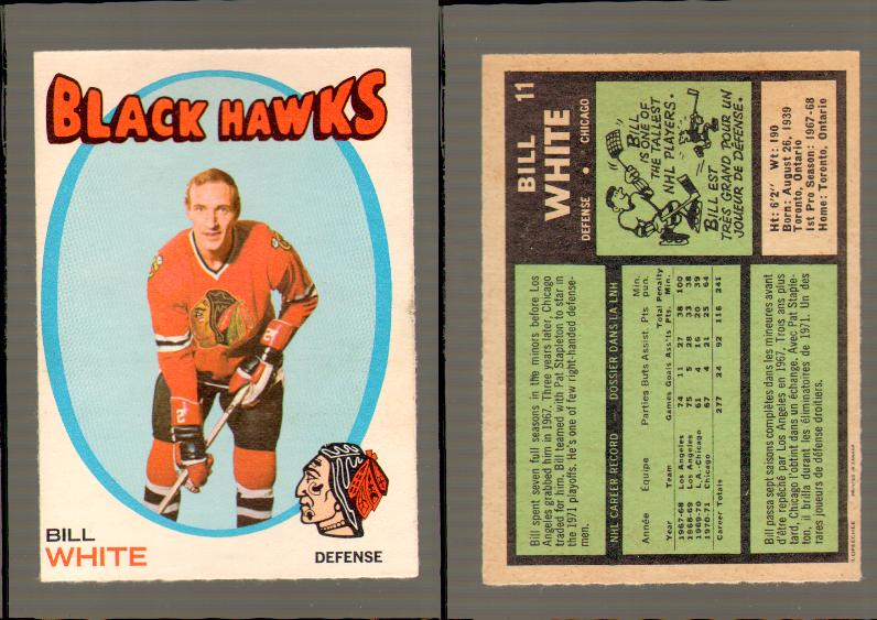 1971-72 O-PEE-CHEE HOCKEY CARD #11 B.WHITE photo