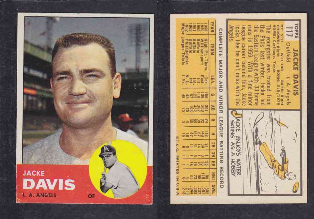 1963  TOPPS BASEBALL CARD  #117  J. DAVIS photo
