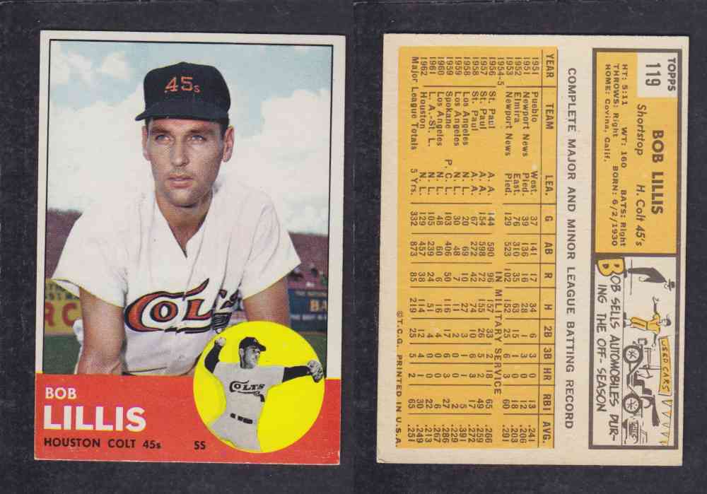 1963  TOPPS BASEBALL CARD  #119  B. LILLIS photo