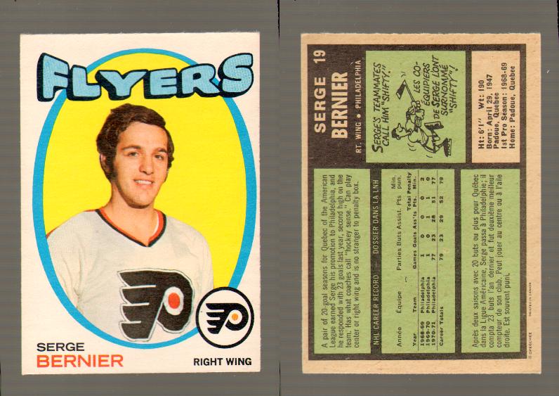 1971-72 O-PEE-CHEE HOCKEY CARD #19 S.BERNIER photo