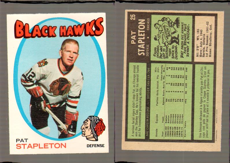 1971-72 O-PEE-CHEE HOCKEY CARD #25 P.STAPLETON photo