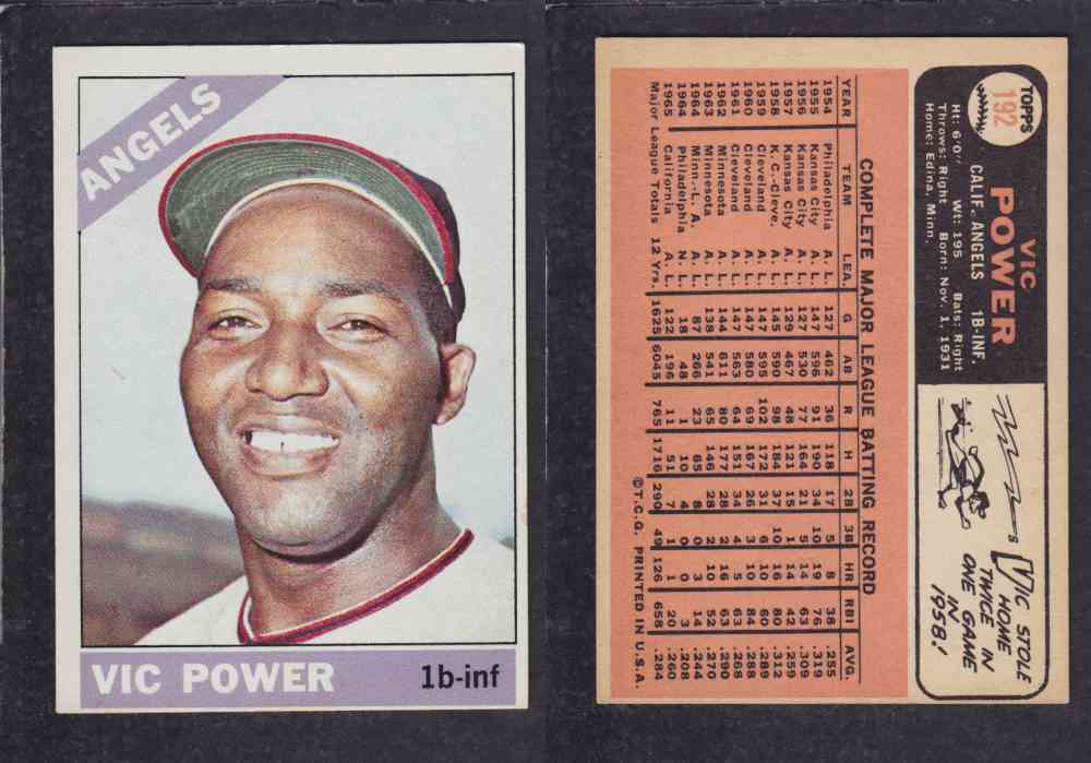 1966  TOPPS BASEBALL CARD  #192  V. POWER photo