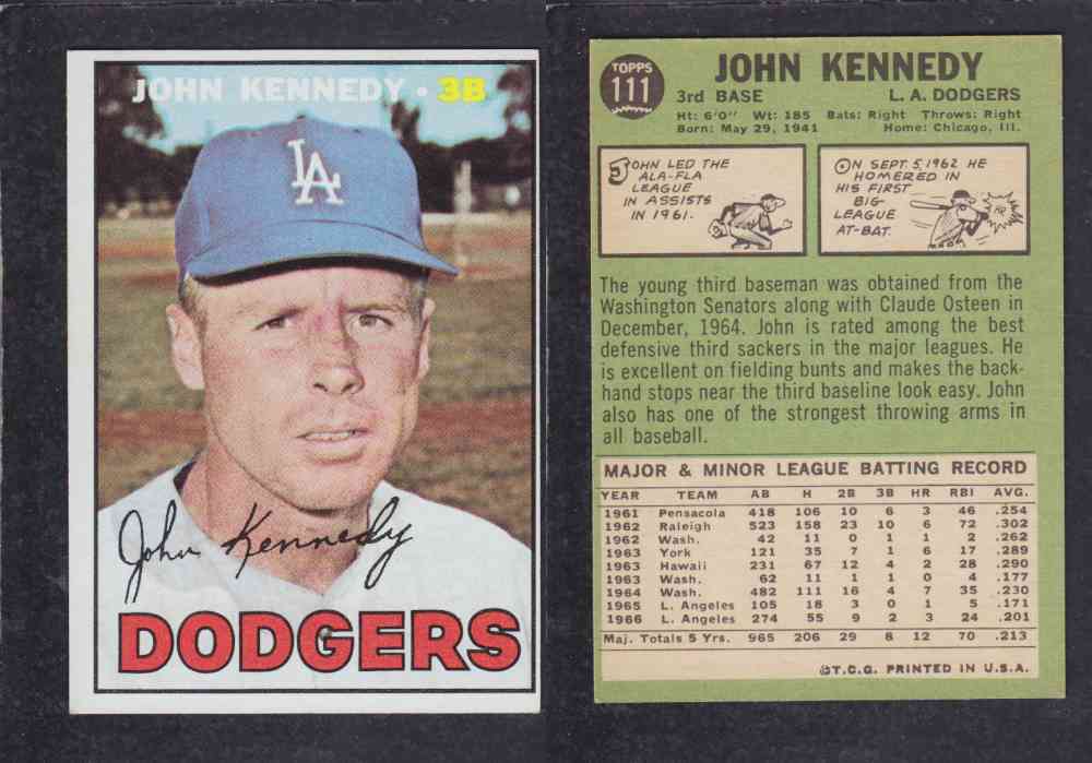 1967   TOPPS BASEBALL CARD  #111  J. KENNEDY photo