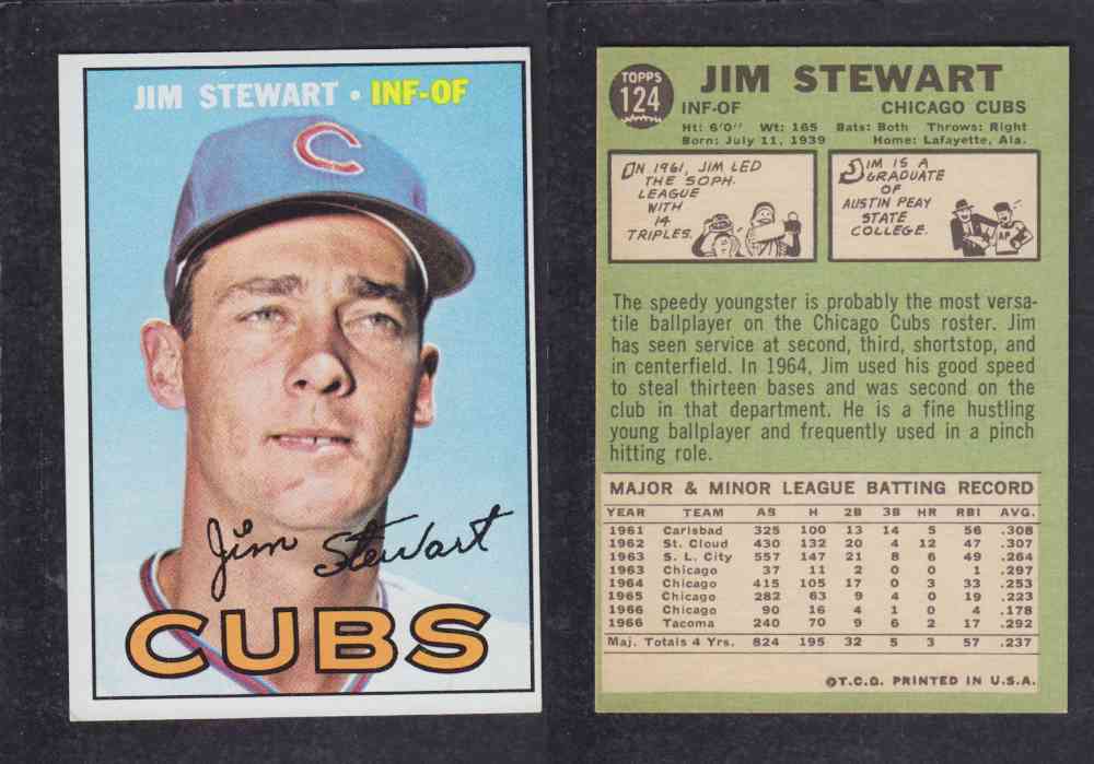 1967   TOPPS BASEBALL CARD  #124  J. STEWART photo