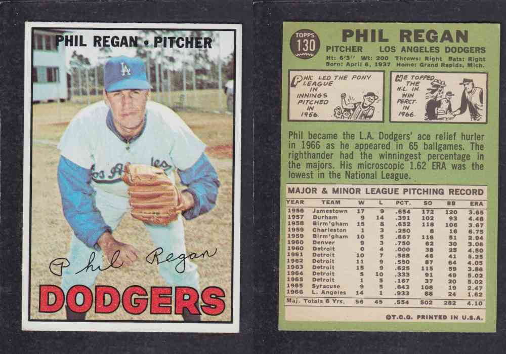 1967   TOPPS BASEBALL CARD  #130  P. REGAN photo