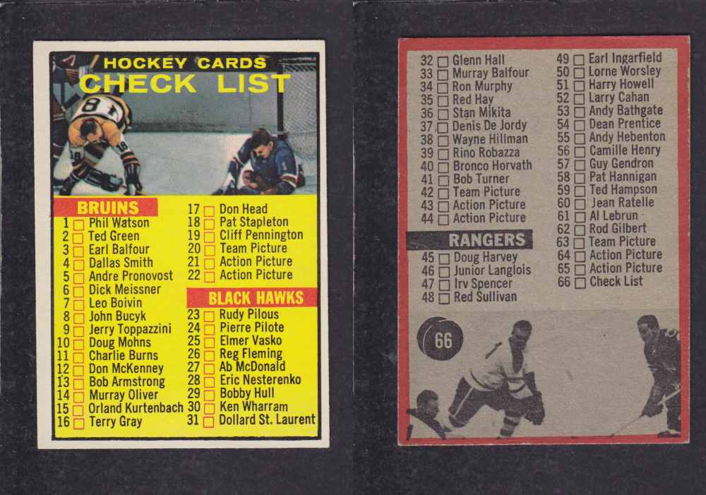 1961-62 TOPPS HOCKEY CARD  #66 CHECK LIST photo