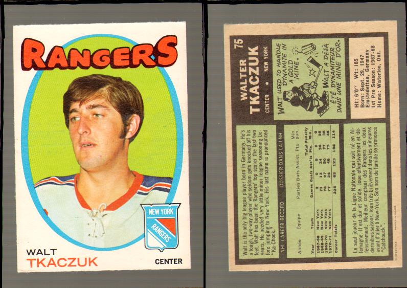 1971-72 O-PEE-CHEE HOCKEY CARD #75 W.TKACZUK photo