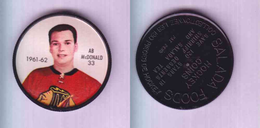 1961-62 SHIRRIFF SALADA HOCKEY COIN #33  A. McDONALD photo