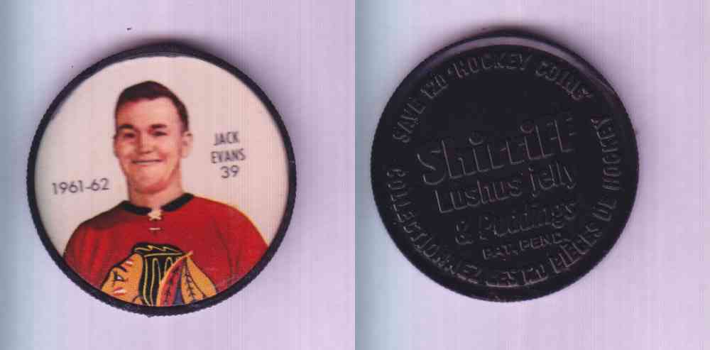 1961-62 SHIRRIFF SALADA HOCKEY COIN #39  J. EVANS photo