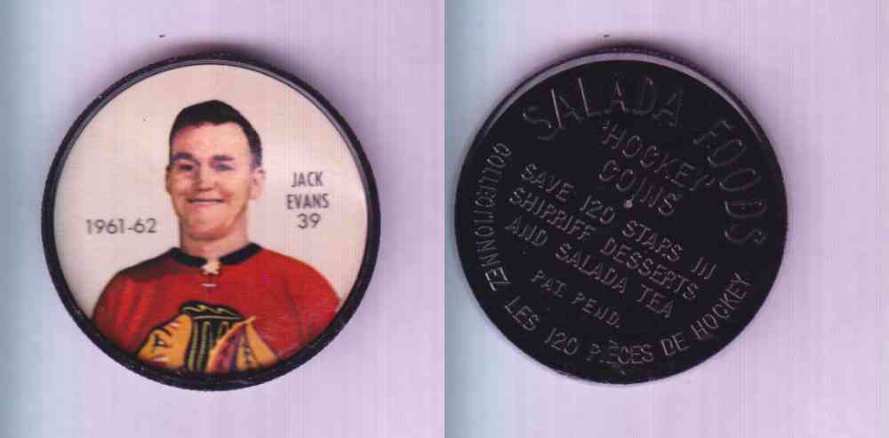 1961-62 SHIRRIFF SALADA HOCKEY COIN #39  J. EVANS photo