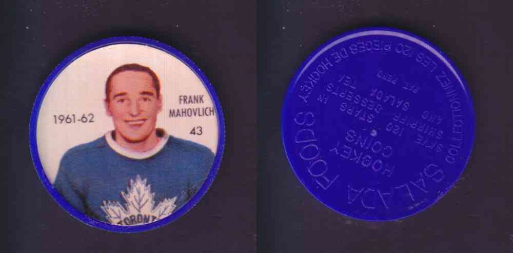 1961-62 SHIRRIFF SALADA HOCKEY COIN #43  F. MAHOVLICH photo