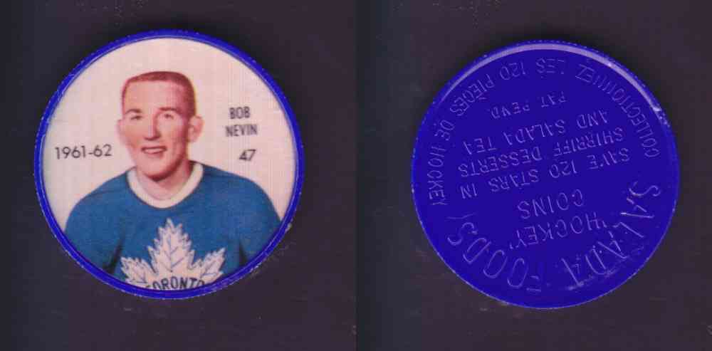 1961-62 SHIRRIFF SALADA HOCKEY COIN #47  B. NEVIN photo