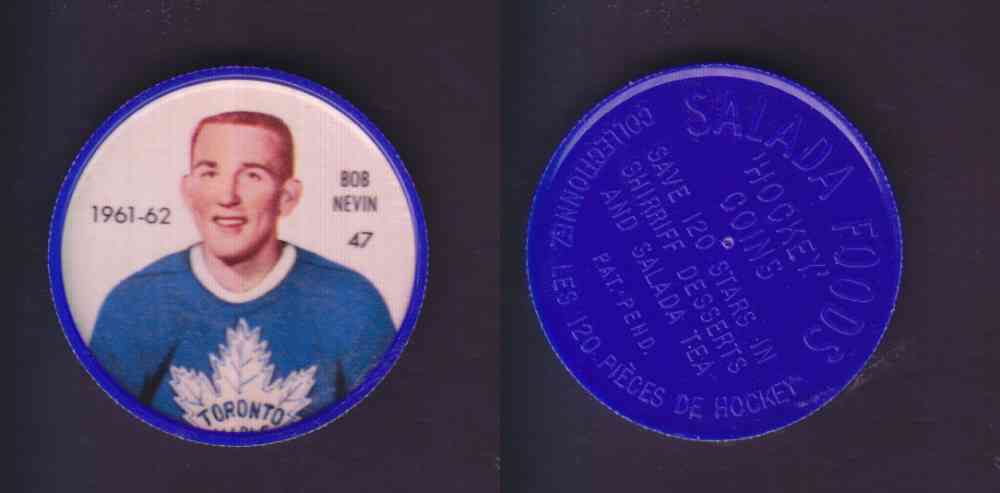 1961-62 SHIRRIFF SALADA HOCKEY COIN #47  B. NEVIN photo