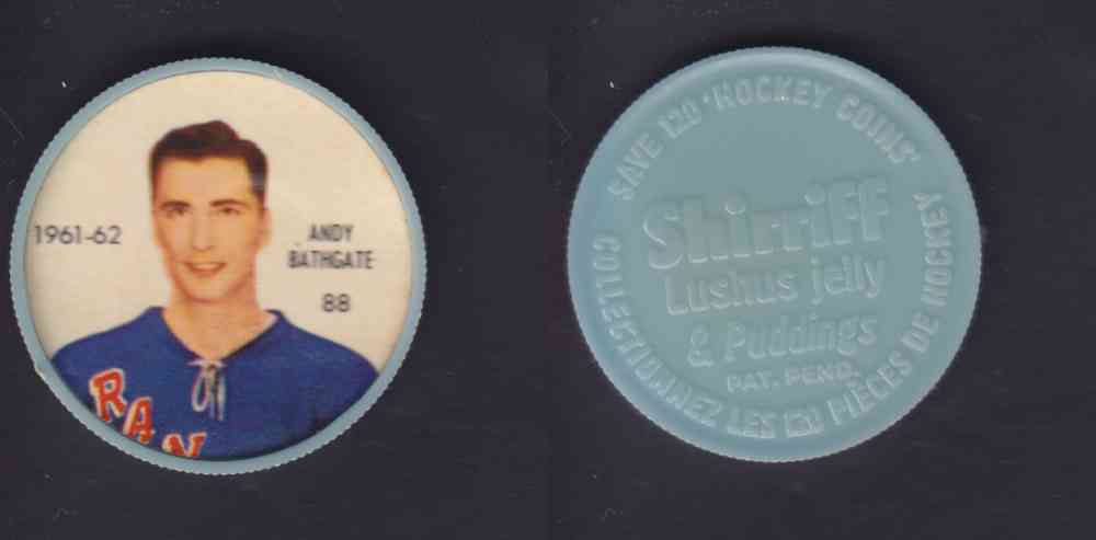 1961-62 SHIRRIFF SALADA HOCKEY COIN #88  A. BATHGATE photo