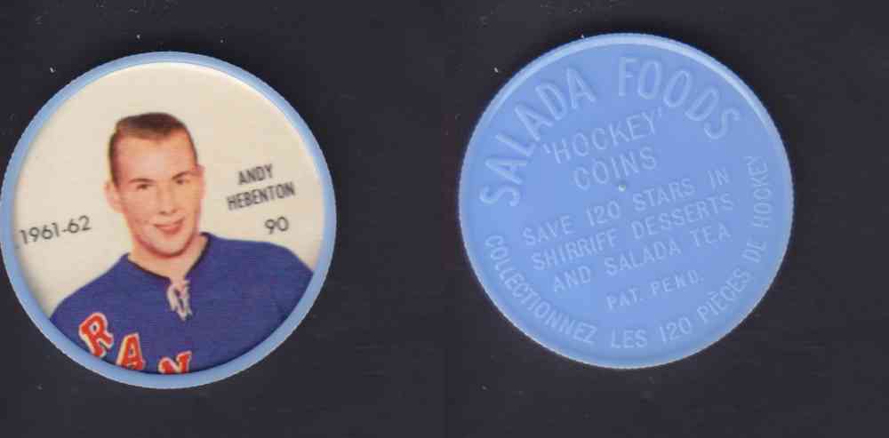 1961-62 SHIRRIFF SALADA HOCKEY COIN #90  A. HEBENTON photo