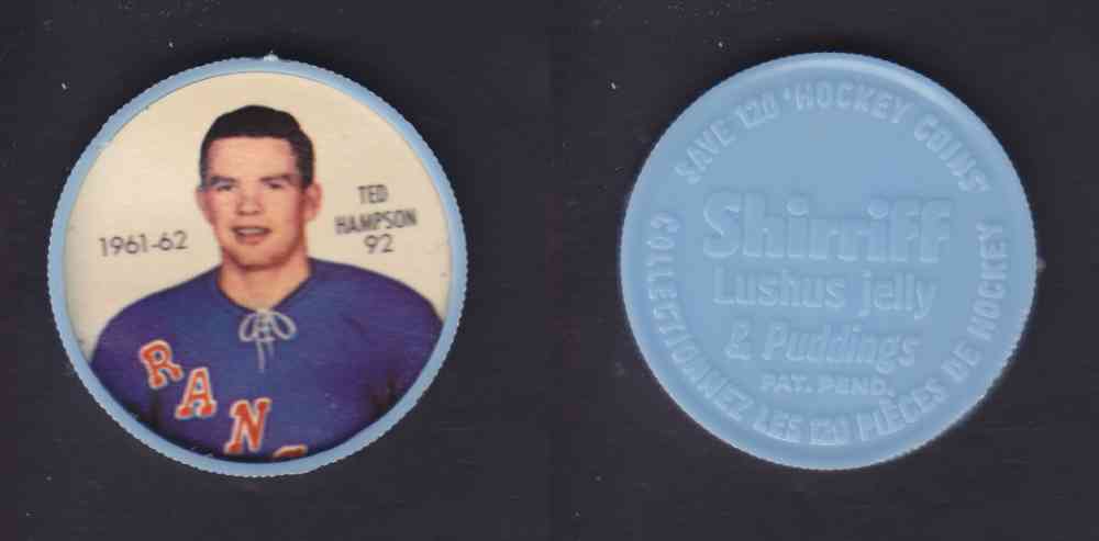 1961-62 SHIRRIFF SALADA HOCKEY COIN #92  T. HAMPSON photo