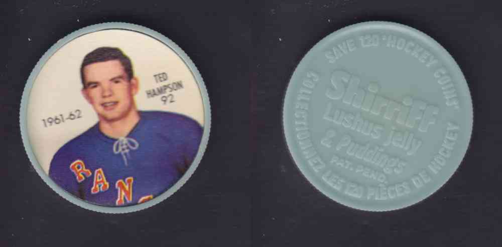 1961-62 SHIRRIFF SALADA HOCKEY COIN #92  T. HAMPSON photo