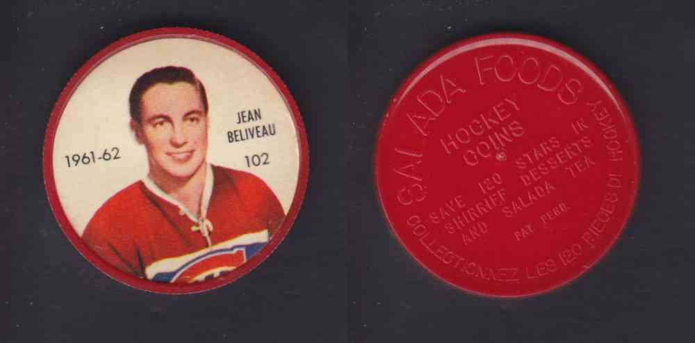 1961-62 SHIRRIFF SALADA HOCKEY COIN #102  J. BELIVEAU photo