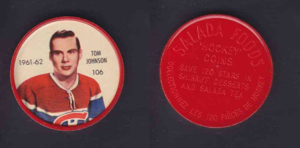 1961-62 SHIRRIFF SALADA HOCKEY COIN #106  T. JOHNSON photo