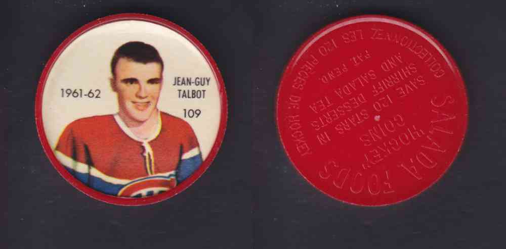 1961-62 SHIRRIFF SALADA HOCKEY COIN #109  J-G. TALBOT photo