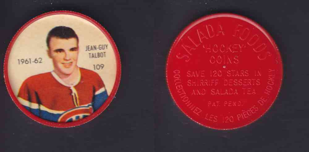 1961-62 SHIRRIFF SALADA HOCKEY COIN #109  J-G. TALBOT photo