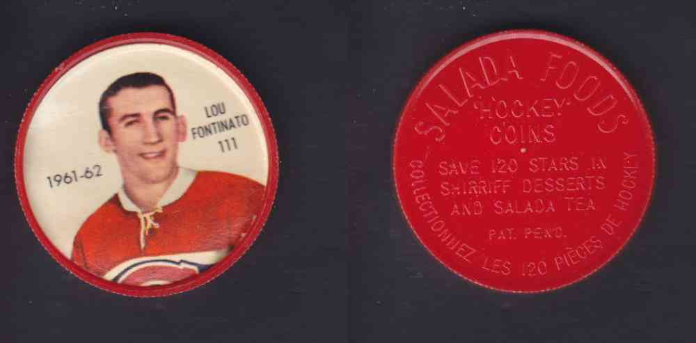 1961-62 SHIRRIFF SALADA HOCKEY COIN #111  L. FONTINATO photo