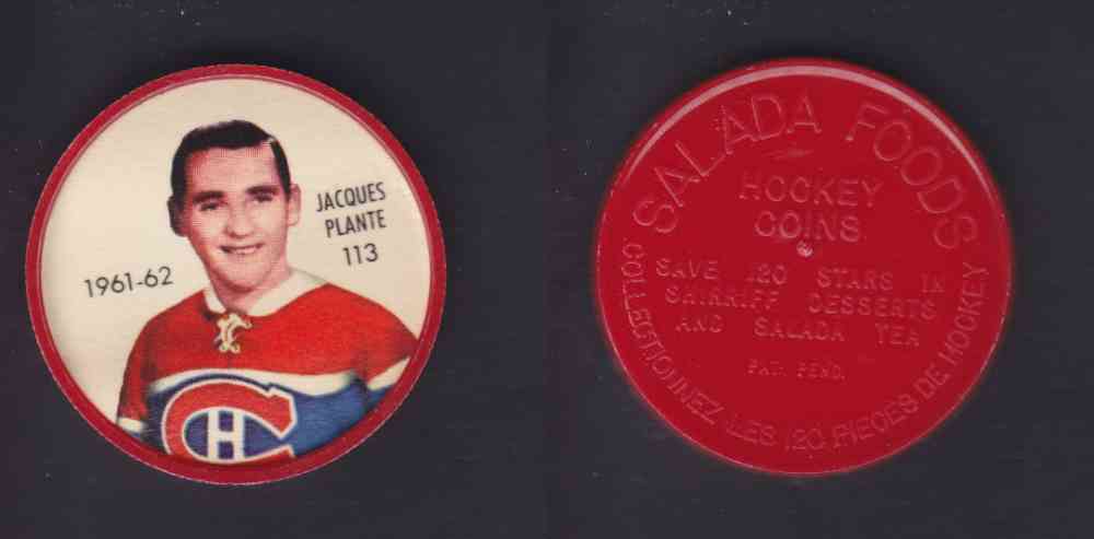 1961-62 SHIRRIFF SALADA HOCKEY COIN #113  J. PLANTE photo