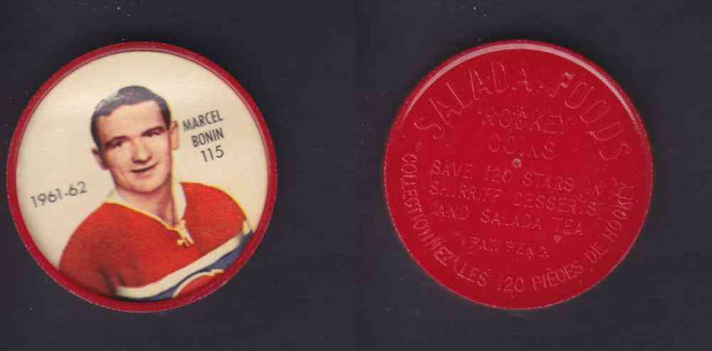 1961-62 SHIRRIFF SALADA HOCKEY COIN #115  M. BONIN photo