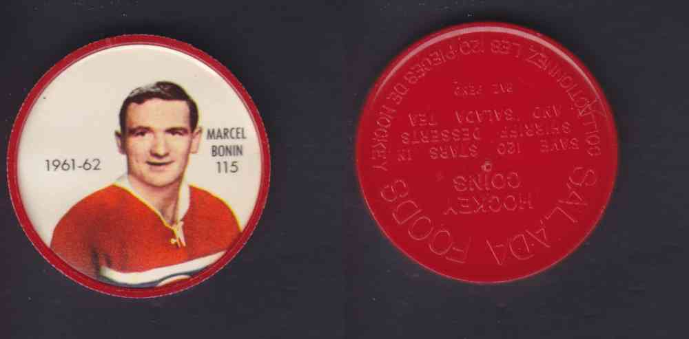 1961-62 SHIRRIFF SALADA HOCKEY COIN #115  M. BONIN photo