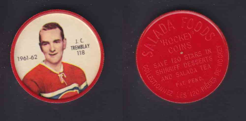 1961-62 SHIRRIFF SALADA HOCKEY COIN #118  J. C. TREMBLAY photo