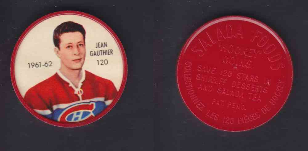 1961-62 SHIRRIFF SALADA HOCKEY COIN #120  J. GAUTHIER photo